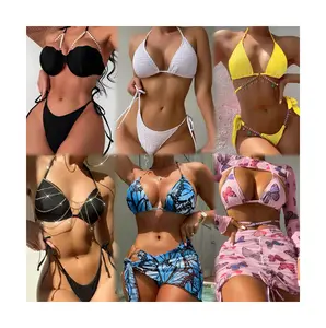 Beautiful Bikini Sexy Hot Open Swimsuits Transparent One Piece Apparel Stock Wholesale Bulk Clothes Pacas