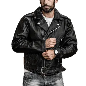 Wholesale demandable New Arrival Men's High Quality Fashion Design Genuine Cow Leather Jacket Motorcycle Leather Jackets for Men