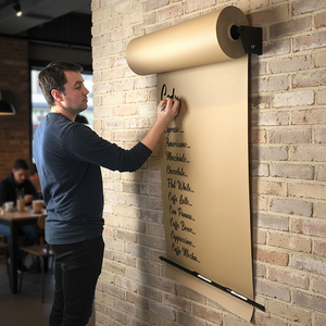 Dispensador de rollos de papel kraft JH-Mech, notas para cafetería, listas de tareas, soporte de metal para rollos de papel grandes, cortador de rollos de papel, para montar en la pared - Product Image 1