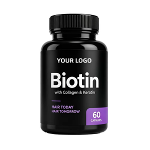 Capsules de complément alimentaire pour adultes contenant de la biotine, du collagène et de la kératine pour maintenir la santé des cheveux, de la peau et des ongles - Product Image 1