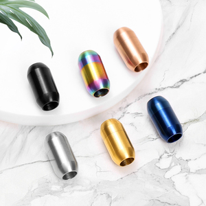 Hobbyworker Edelstahl Magnetverschluss Zylinder Kordel-Endverbinder Verschlüsse für Lederband Armband DIY Schmuckzubehör - Product Image 1