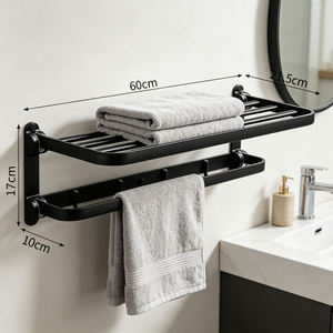 Moderno Toallero Plegable de Acero Inoxidable para Baño, Soporte de Pared con Ganchos - Product Image 4