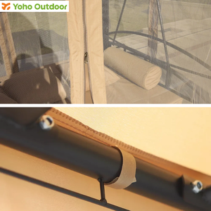 Grande Gazebo Rigido con Tetto in Metallo e Dondolo Letto <span class=keywords><strong>da</strong></span> <span class=keywords><strong>Giardino</strong></span> in Acciaio, Tenda a Baldacchino Sospesa per Esterni e Patio, Gazebo Portatile con Tetto in Metallo - Product Image 6