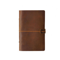 Carnet de notes A5/A6/A7 en cuir véritable pleine fleur, durable, simple, avec reliure à anneaux, journal de voyage nostalgique