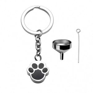 Custom Personalized Stainless Steel Dog Paw Keychain Cartoon Style Pet Puppy Cremation Jewelry <b>Memorial</b> Pendant <b>Keepsake</b> Ashes - Product Image 3