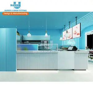 Custom Ice Cream Shop Interior Design Kids Bubble Tea Juice Display Ice Cream Bar Store Fixtures Ice Cream Shop Decoration