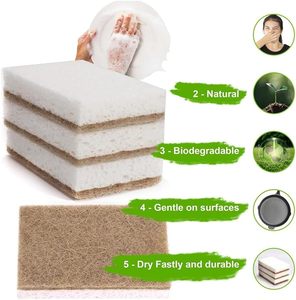 Éponge en coco biodégradable 100% naturelle, éponge en maille pour la maison, tampon de nettoyage, éponge en cellulose pour la cuisine - Product Image 6