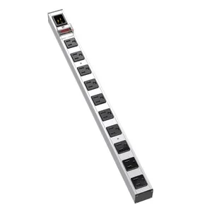 ETL Listed 10 Outlets 15 AMP Aluminum Alloy Power Strip Heavy Duty Metal Socket AC Outlet Recessed Power Socket
