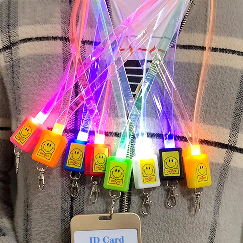 Cordão LED de fábrica por atacado com logotipo piscando durável colar LED personalizado iluminado cordão