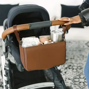 ใหม่ที่กําหนดเอง PU กระเป๋ารถเข็นเด็ก Universal มังสวิรัติหนัง Pram กระเป๋าผ้าอ้อมแม่กระเป๋ารถเข็นเด็กทารกแบบพกพา Cooler