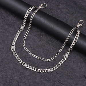 Cadena de pantalón estilo cubano Thorn de acero inoxidable con doble anillo, cadena de cintura Hip Hop para uso diario - Product Image 4