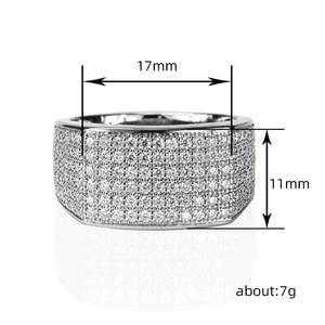 Anillo de Diamantes de Oro Blanco para Hombre Q645, Corte Brillante Redondo, Color G Natural, Estilo Hiphop, Uso Diario - Product Image 4