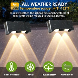 Outdoor modern IP65 waterproof solar wall lamp garden courtyard road warm white solar courtyard lamp LED wall lamp <b>fence</b> - Product Image 3