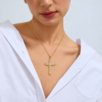 Pendentif breloque en alliage de laiton plaqué or 18 carats avec zircon, motif croix, pour la fabrication de colliers et bracelets, accessoires de mariage chrétien