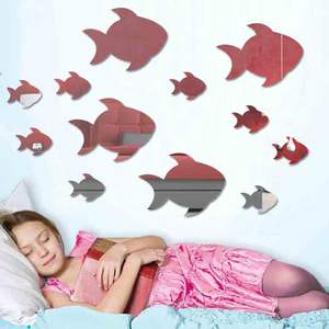 Stiker dekorasi ikan, definisi tinggi merekat sendiri bentuk ikan cermin akrilik dekorasi rumah dapat dilepas untuk anak-anak DIY Desain Seni Dekorasi - Product Image 5