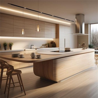 Cbmmart Nouveaux designs solution de construction à guichet unique intérieur Robinet de rangement pour cuisine Éviers Armoires de cuisine en bois massif Moderne 1 Set