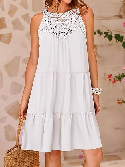 empire waist summer wedding guest dress Brooke's Love Empire Waist Dress In Off White and Brown