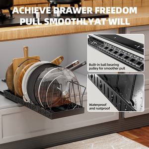 Organizador de Almacenamiento para Tapas de <span class=keywords><strong>Ollas</strong></span> y Sartenes, con Marco Metálico Extraíble para Gabinetes de Cocina - Product Image 3