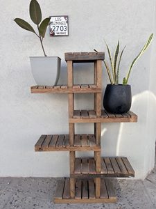 Estante de escalera de madera para interiores y exteriores de 5 niveles Soporte para plantas Estante de madera rústica con estantes - Product Image 2
