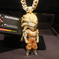 Pendentifs et breloques personnalisables en argent fin S925, bijoux hip-hop, personnages de dessins animés glacés, pendentif figurines Goku en moissanite