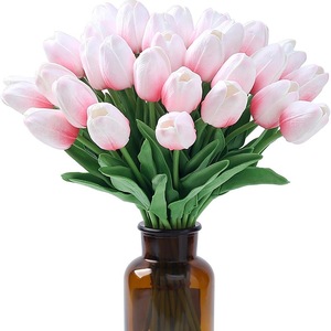 Bouquet de tulipes artificielles en soie, aspect réaliste, qualité supérieure, vente en gros pour décoration de table de douche nuptiale - Product Image 2