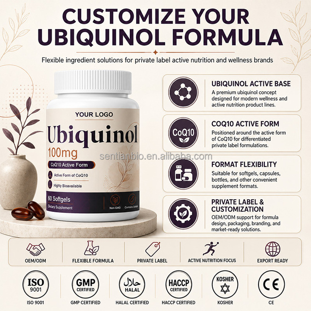 Ubiquinol Softgels CoQ10 100mg 60 Count OEM Private Label Custom Packaging Wholesale Supplier Pack Bulk