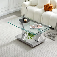 Table basse convertible au design moderne Mobilier de salon extensible en verre à la mode Table rotative pliable décorative