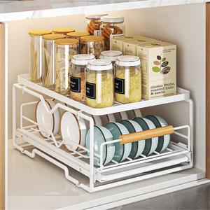 Estante de cocina moderno de un solo nivel con cesta extraíble para escurridor de platos y organizador de especias - Product Image 2