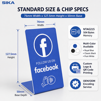 Carte NFC personnalisée de la marque SIKA avec code QR, support en acrylique personnalisé pour les restaurants, les hôtels, les magasins de détail