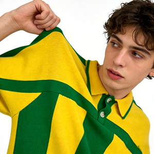 Jersey de Rugby de Punto con Diseño de Logotipo Personalizado OEM, Camiseta de Béisbol de Punto con Franjas Verticales Únicas, Jersey Deportivo de Punto de Alta Calidad, Polo - Product Image 2