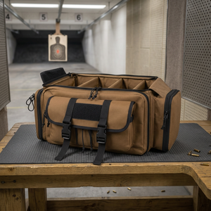 Sac de transport tactique pour armes à feu en tissu 600D couleur Tan, plusieurs compartiments, fermeture éclair, 8 compartiments souples et rigides résistants à l'eau pour le tir - Product Image 2
