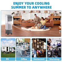 Climatiseur portable solaire DC 2500m3/h, ventilateur rafraîchisseur évaporatif rechargeable à énergie solaire 110V 12V 220V