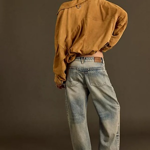 Jeans Deep Trance de Cintura Alta, Corte Regular, Pierna Recta, Estilo Vintage Retro, de Algodón Teñido, Transpirables y Lavados con Piedras - Product Image 2