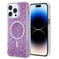 KINGSOUL KS1248MS Coques de téléphone portable de luxe en TPU+PC avec paillettes, support magnétique en époxy, couleur personnalisée, antichoc pour