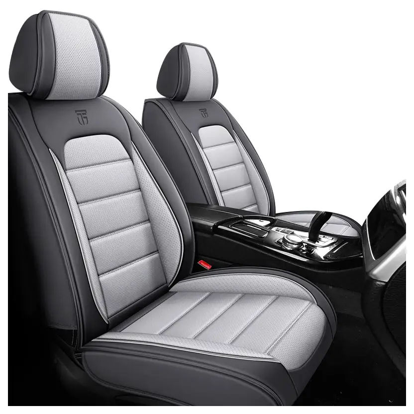 Deportivo personalizado gris y negro rexine cuero L universal 5 asientos cubierta de asiento de coche conjunto para Passat Nissan audi