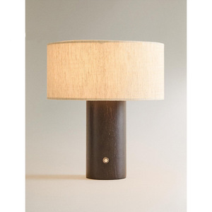 Solid Wood <b>Table</b> Lamp Led E27 Touch Control Bedroom Living Room <b>Study</b> Warm Light Atmosphere Japanese Style Linen Shade - Product Image 4
