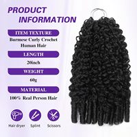 Extensions de cheveux humains vierges pré-bouclées, boucles birmanes, tresses au crochet, douces comme des plumes, extensions de cheveux au crochet invisibles