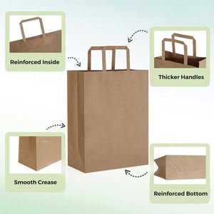 Bolsas de Kraft Personalizadas Ecológicas, Biodegradables y de Lujo para Comida Rápida para Llevar, con Refuerzo Lateral, Recubrimiento Acuoso y Asas de Cuerda de Algodón - Product Image 3