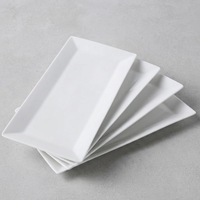 Plats de service rectangulaires en céramique blanche solide PITO Modern 12 pouces, assiettes en porcelaine pour restaurant et hôtel