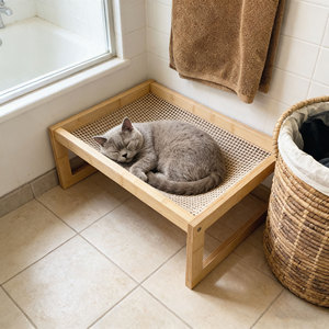Moderne angehobene Haustier betten & Möbel Großes atmungsaktives Katzen bett aus Bambus holz und große Katzen, Kätzchen, Hund, Welpe und kleine Hunde - Product Image 2