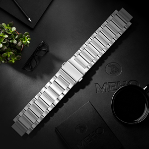 Bracelet de montre en acier inoxydable, bracelet à maillons argentés, fermoir papillon, bracelet de remplacement pour montre-bracelet - Product Image 1