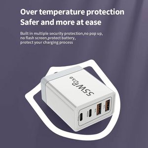 Wholesale Multi-port <b>Adapter</b> 3.1A Fast Charging 4 Ports Charger PD 55W <b>Type</b> <b>C</b> <b>USB</b>-A Wall Charger for Mobile Phone - Product Image 5