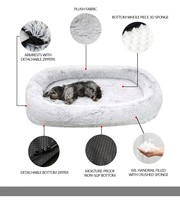 Lit pour chien de luxe ultra-large, lavable, certifié CE, de haute qualité, Sleep Tight, en mousse 3D douce, velours, peluche, orthopédique, ovale, solide