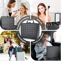Trousse de Maquillage Portable Personnalisée avec Miroir, Boîte de Rangement pour Cosmétiques et Bijoux, Idéale pour les Voyages