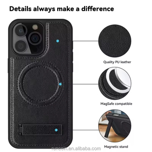 Étui de téléphone 2025 pour iPhone 15, étui en cuir pour iPhone 16 <span class=keywords><strong>14</strong></span> Pro magnétique avec support, coque arrière de téléphone - Product Image 2