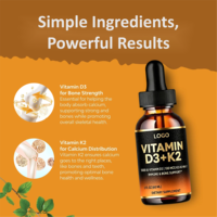 Complément alimentaire OEM Vitamine D3 K2 en gouttes liquides MK7 pour la densité osseuse, la force articulaire, la santé des articulations, gouttes liquides végétaliennes Vitamine K2D3