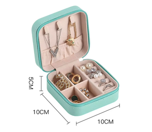 High-end in Stock Travel Square Leather Zipper Bag Jewelry Storage for Rings Earrings Pendants Fashionable - Product Image 4