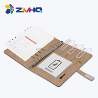 Beau cahier de style grain de bois avec banque d'alimentation 8000mAh et flash USB 32G cadeaux de bureau pratiques pour les entreprises