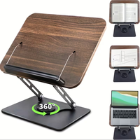 Support d'ordinateur portable pliable ergonomique OEM, support de lecture rotatif à 360 degrés, support de livre réglable en bois de noyer pour enfants