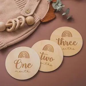 Cartes mensuelle en bois pour bébé, avertissement de naissance du nouveau-né,